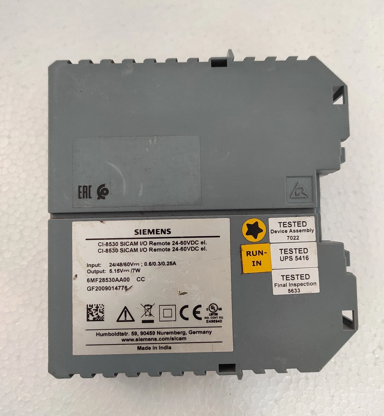 Siemens SICAM A8000 Series CI-8530 / CI 8530 I/O Remote / Input-OutPut Remote